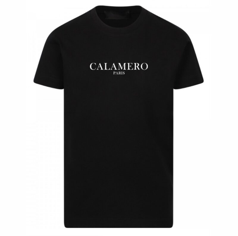 Calamero Paris Logo Print Cotton Black T-shirt